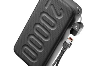 Ambrane 20000mAh Powerbank with in-Build Type C Cable, 22.5W Fast Charging