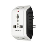 Anchor by Panasonic 6A 3 Pin Multiplug Travel Adapter with Universal Socket