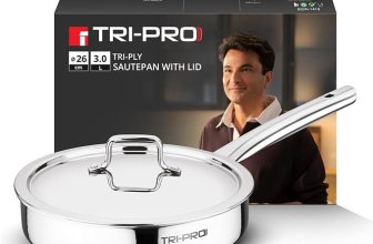 BERGNER TriPro Tri-Ply Stainless Steel 26cm (3L) Sautepan/Deep Frypan with Stainless Steel Lid