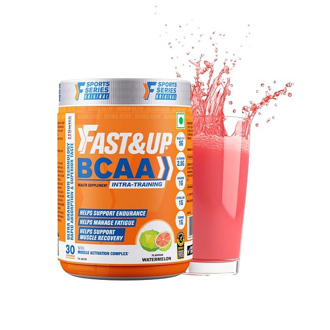 Latest Deal On FAST&UP BCAA Watermelon Flavour Advanced BCAA Supplement with Glutamine, Citrulline, L-Arginine & Taurine - Dealsified