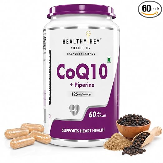 Latest Deal On HealthyHey Nutrition High Absorption CoQ10 with BioPerine-125mg -Pack of 60 Capsules - Dealsified