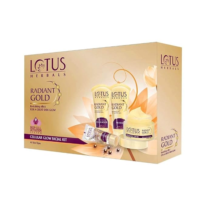 Latest Deal On Lotus Herbals Radiant Gold Cellular Glow 5 in 1 Facial Kit - Dealsified