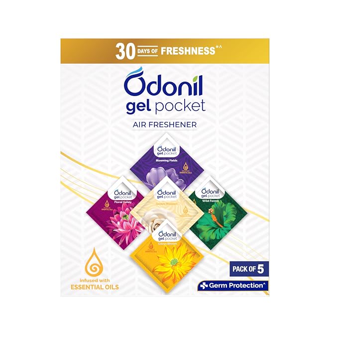 Latest Deal On Odonil Gel Pocket – 50g (10g X5) | Pack of 5 Assorted Fragrances - Dealsified