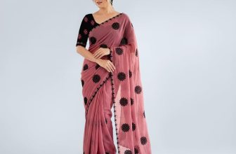 SIRIL Women’s Shimmer Georgette Embroidery Saree with Unstitched Blouse Piece
