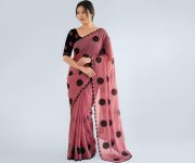 SIRIL Women’s Shimmer Georgette Embroidery Saree with Unstitched Blouse Piece