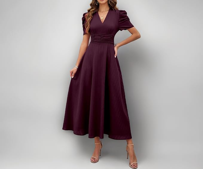 Shasmi Girl's & Women's Solid Color V-Neck A-Line Maxi Dress for Women Latest Deal On Shasmi Girl's & Women's Solid Color V-Neck A-Line Maxi Dress for Women - Dealsified