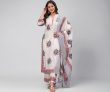 Amayra Women’s Pure Cotton Printed Straight Kurta Set with Palazzo Pants & Dupatta