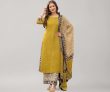 Amayra Women’s Pure Cotton Straight Kurta Set with Palazzo Pants & Dupatta
