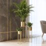 BEHOMA Gold Plated Metal Floor Planters with Stands (Set of 3)