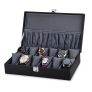 Elegant 12-Slot Watch Box Organizer – Premium PU Leather Storage Case with Lock, Pocket & Removable Cushions
