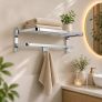 Hindware Bathroom Accessories-Stainless Steel 304 Grade Folding Towel Rack for Bathroom