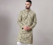 Majestic Man Men’s Cotton Regular Fit Casual Mandarin Collar Ethnic Motifs Printed Long Regular Kurta