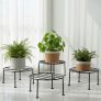 ORILEY 4 Pcs Round Plant Stand Galvanised Metal Flower Pot