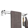 Plantex Anti Rust 304 Grade Stainless Steel Folding Single Towel Rod with Hooks