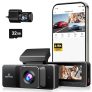 REDTIGER A3 3 Channel Dash Cam Front and Rear Inside, 2.5K+1080P+1080P Car Camera with WiFi