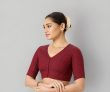 Studio Shringaar Women Cotton Half Sleeve Madras Checks Saree Blouse
