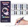 Toyshine 12 Pc Astronaut Theme Stylish Retractable 0.5mm Erasable Gel Pen, Blue Ink