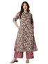 rytras Women Cotton Printed A-Line Kurta with Palazzo Pant Set